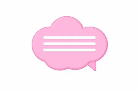 Pink cloud shape, Speech bubble with text. 3d vector icon, minimal style. 3d Illustrazione stock