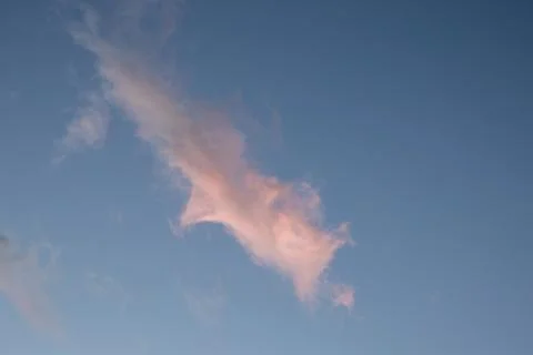 Pink Cloud Shaped Like a Fish in Blue Sky Фото