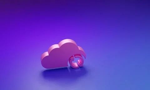 Pink Cloud sync refresh icon isolated on purple-blue background. Cloud and .. Stockfoto's