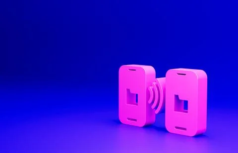 Pink Cloud technology data transfer and storage icon isolated on blue background Stock Illustration