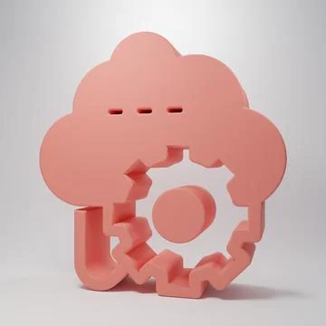 Pink Cloud technology data transfer and storage icon isolated on pink backg.. イラスト素材