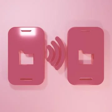 Pink Cloud technology data transfer and storage icon isolated on pink backg.. Illustrazione stock