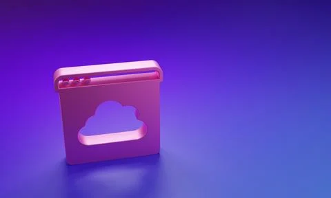 Pink Cloud technology data transfer and storage icon isolated on purple-blu.. Stock Illustration