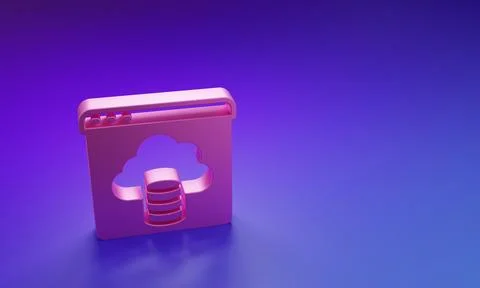 Pink Cloud technology data transfer and storage icon isolated on purple-blu.. 스톡 사진