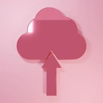 Pink Cloud upload icon isolated on pink background. Minimalism concept. 3D .. Stockillustratie