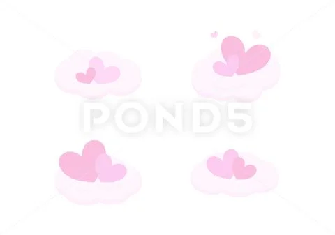 Pink cloud vector with heart symbol isolated on white background ...