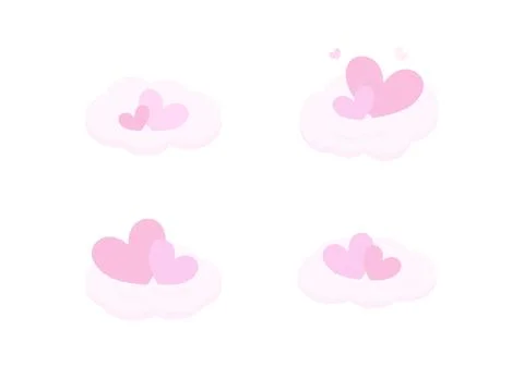 Pink cloud vector with heart symbol isolated on white background Stock Illustration