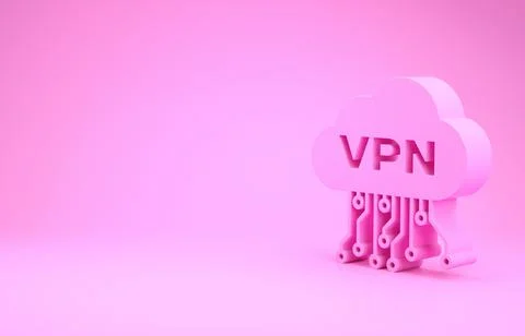 Pink Cloud VPN interface icon isolated on pink background. Software integrati Illustrazione stock