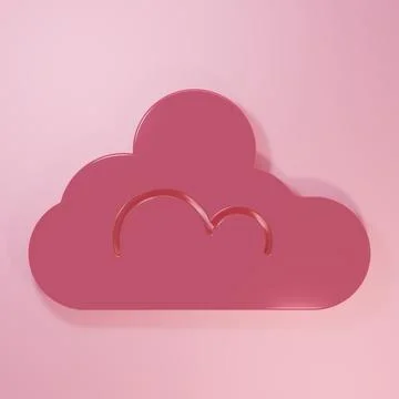 Pink Cloud weather icon isolated on pink background. Minimalism concept. 3D.. Stock Illustration