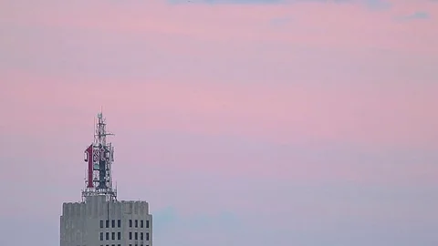 Pink Clouds behind 1st Bank Sign Video stock 81221329