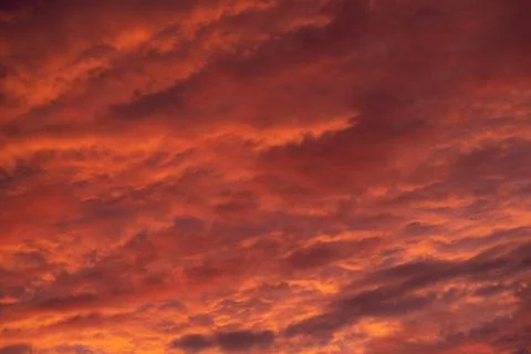 Pink clouds close up at sunset in the evening Stock Photos
