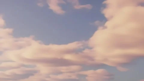 Pink Clouds Drifting Across Blue Sky at Sunset Stock Footage 313324255