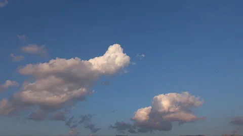 Pink clouds floating in the sunset, beautiful sky, time lapse Stock Footage 34970344