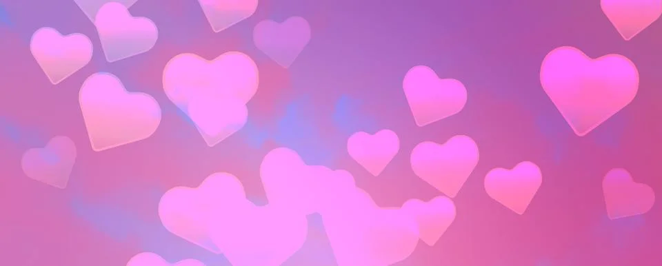 Pink clouds with hearts vector background. Bright decoration for your design Stock Illustration