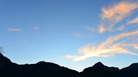 Pink clouds over the peaks. Stock Footage 54800226