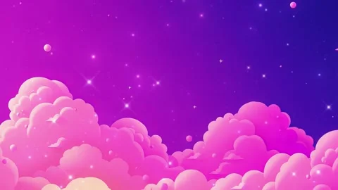 Pink clouds in a purple starry sky. Stock Footage 303681943