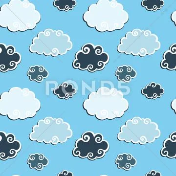 Pink clouds seamless background. Stock Illustration