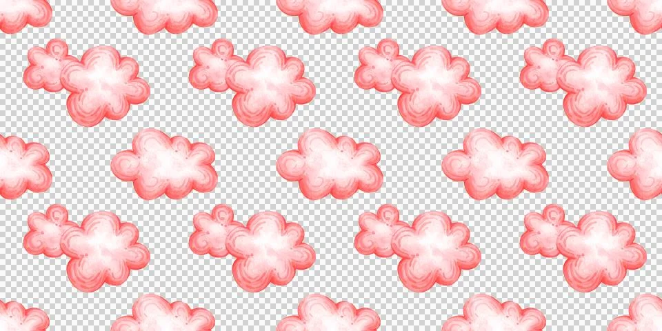 Pink clouds seamless pattern watercolor Stock Illustration