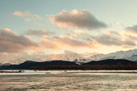 Pink clouds at sunset Stock Photos