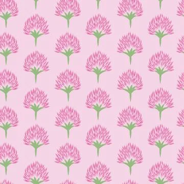 Pink Clovers Seamless Pattern Background. Repeating Pattern Print. Stock Illustration