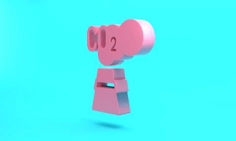 Pink CO2 emissions in cloud icon isolated on turquoise blue background. Carbo Illustrazione stock