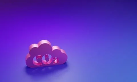 Pink CO2 emissions in cloud icon isolated on purple-blue background. Carbon.. Stock Illustration