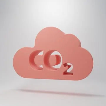 Pink CO2 emissions in cloud icon isolated on pink background. Carbon dioxid.. Stock Illustration