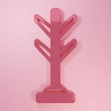 Pink Coat stand icon isolated on pink background. Minimalism concept. 3D re.. Stock Illustration