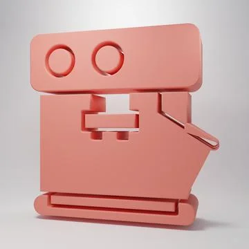 Pink Coffee machine icon isolated on pink background. Minimalism concept. 3.. Stock Illustration