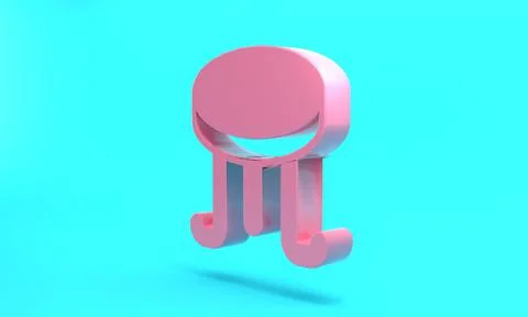 Pink Coffee table icon isolated on turquoise blue background. Street cafe. Mi Stock Illustration