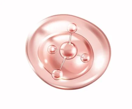 Pink collagen molecule floating inside transparent blob Stock Illustration