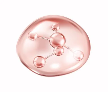 Pink collagen molecule structure within drop illustration Stock Illustration