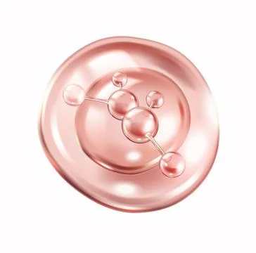 Pink collagen molecules in transparent bubble illustration Stock Illustration