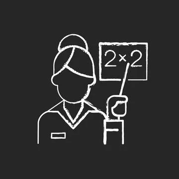 Pink collar worker chalk white icon on black background Stock Illustration