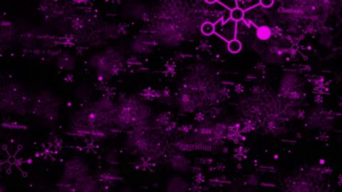 Pink color 3d mesh of tech elements and formula , Technology background Stock Footage 231360453