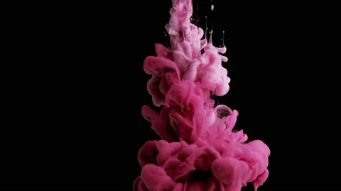 Pink Color Cloud - Paint Mixing In Water - 4k Black Background - Abstract Stock Footage 150496097