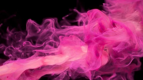 Pink color paint ink drops in water inky cloud swirling smoke alpha Stock Footage 128201761