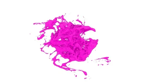 Pink color ring splashes wild and turbulent - on white, with alpha (FULL HD) Video stock 83832592