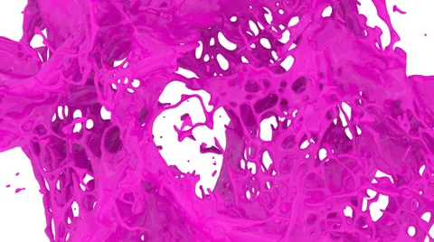 Pink color splashes in slow motion into screen, alpha channel included (FULL HD) Video stock 63576643