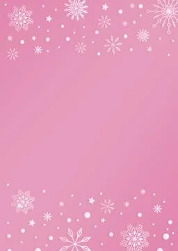 Pink color template background with snowflake and snow border Stock Illustration