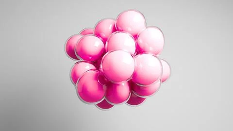 Pink colored bubbles floating against grey background. Stock Illustration