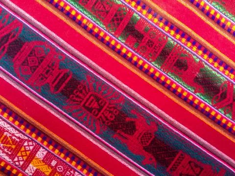 Pink colored chilean fabric pattern Stock Photos