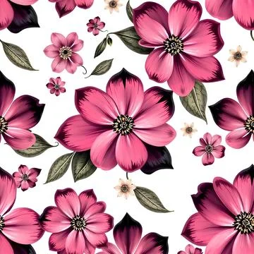 Pink colored floral seamless vector background Stock Illustration