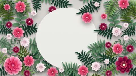 Pink colored Flower frame appearing radial composition. White circle 스톡 동영상 132904411