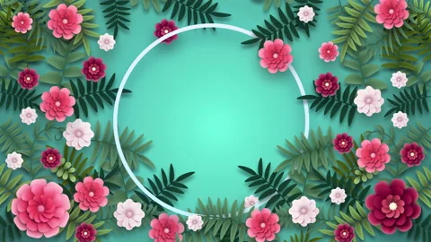 Pink colored Flower frame appearing radial composition. White stroke Stock Footage