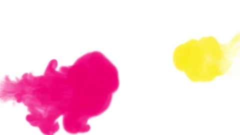 Pink colored ink drop into water on white isolated background Stock Footage 217496900