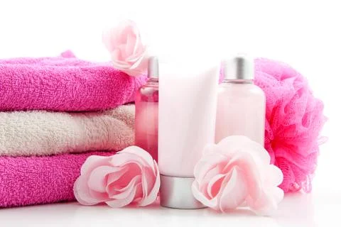 Pink colored spa accessory Stock Photos
