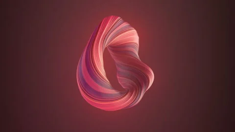 Pink colored twisted shape. Abstract geometric 3D render loop animation. 4K, UHD Stock Footage 129548444