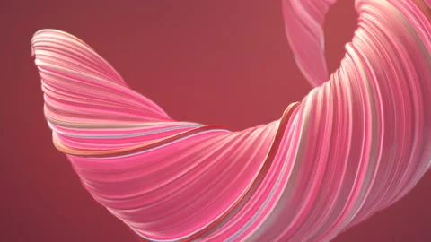 Pink colored twisted shape. Abstract geometric 3D render loop animation. HD Stock Footage 132261093