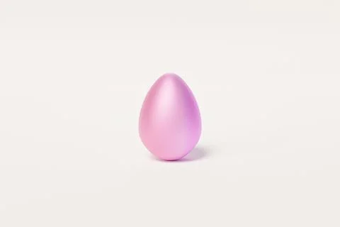 Pink colorful Easter egg on white background, spring April holidays card, 3d Stock Illustration